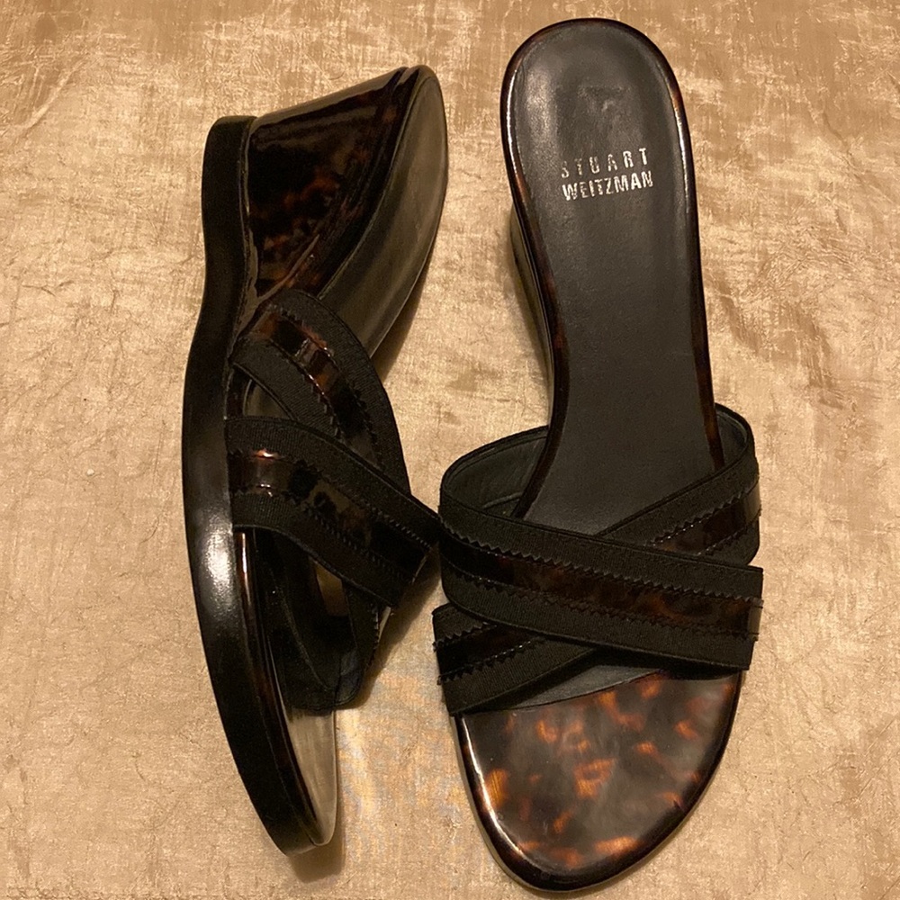 Stuart Weitzman Tortoise Wedge Cross Strap - image 1